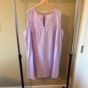 Loft Lavender Sleeveless Eyelet Dress